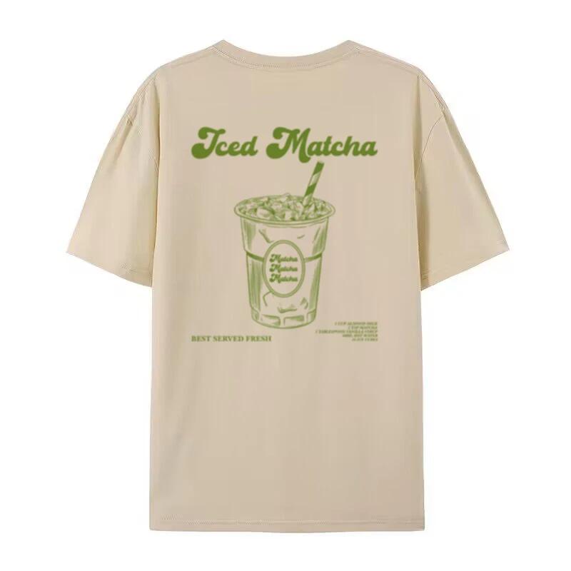 T-shirt Matcha Ghiacciato Estetica Retrò T-shirt Carina per Amanti del Matcha Donna Estate Oversize Streetwear T-shirt Grafiche Abbigliamento Unisex