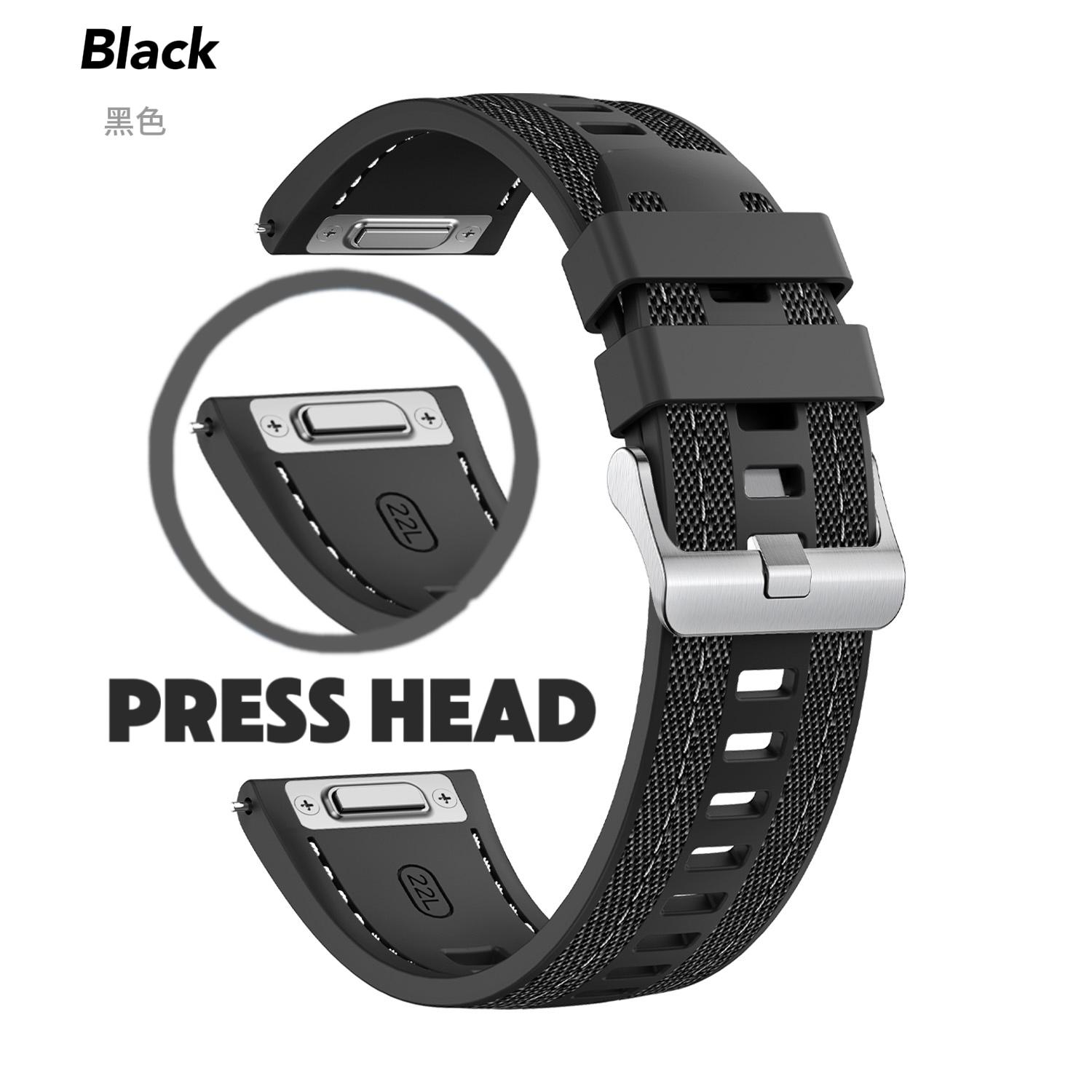 

Нейлоновый силиконовый ремешок для Huawei Watch GT5 Pro 46 мм, браслет-браслет для Huawei Watch GT4 Pro 22 мм, универсальный ремешок с пресс-головкой Universal 22mm width чёрный