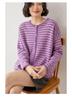Korean Style Striped Cashmere Women's Knit Cardigan - Warm, Soft, and Skin-Friendly Outerwear Sweater.