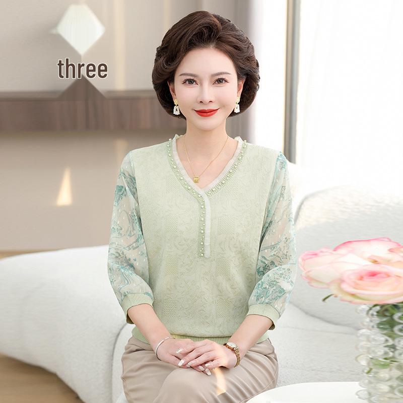

Chic Chiffon Knit Top for Women: Summer s Versatile Casual Layer for Moms & Mature Fashionistas 5XL (recommended for 150-165 kg) зелёный