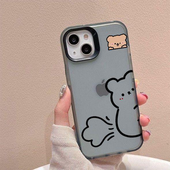 

iPhone Case: Farting Bear Design for 16 Pro Max, 17 Pro, 12 Pro, 11, 13 - Frosted or Transparent iPhone 13 Pro