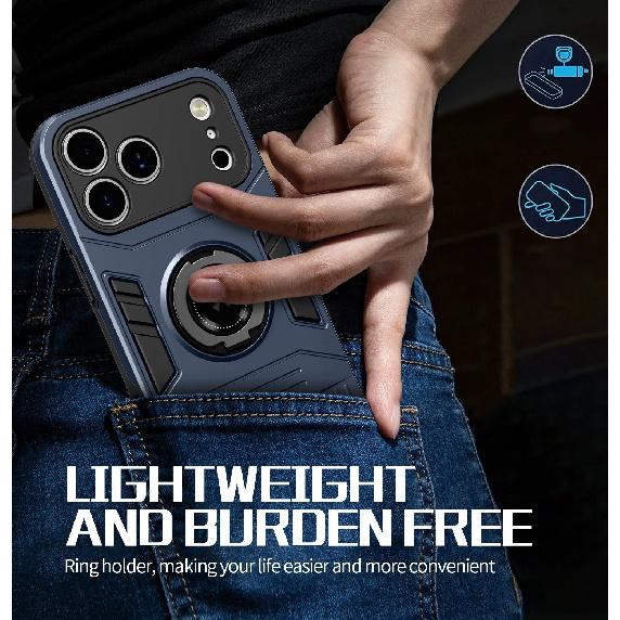 Luxury Magnetic Rotating Invisible Bracket Metal Ring Phone Case For iPhone 17 Pro Max 16 Plus 15 Shockproof Kickstand Cover