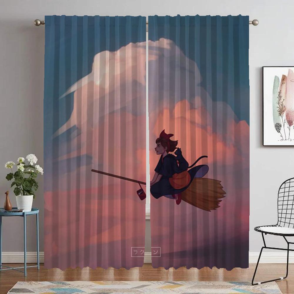 Blackout Curtains for Camera Kiki's Delivery Service Curtains Child Room Halloween Decoration Window Curtain Tulle for Bedroom