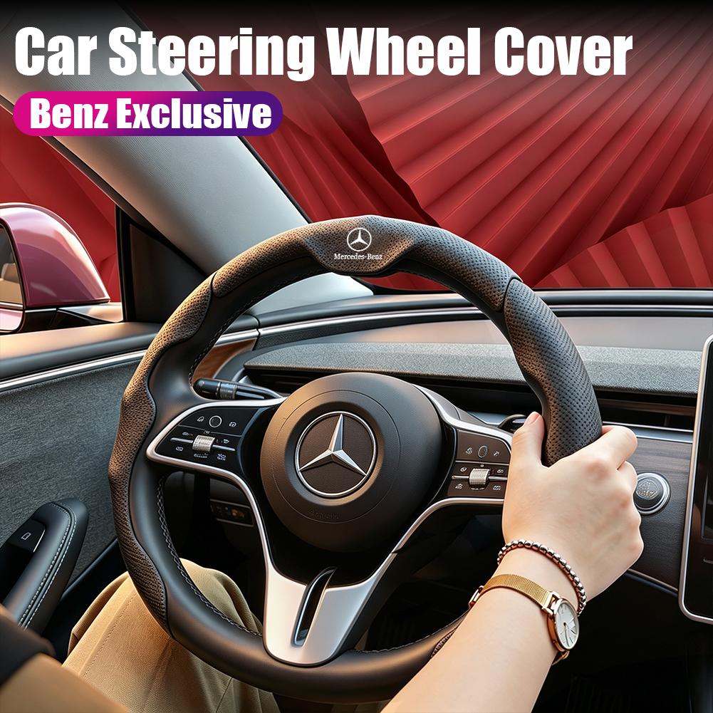 MEA4 Car Nappa Leather Fabric Steering Wheel Cover Accessories For Mercedes-Benz GLC X253 X254 C-Class W205 W206 A-Class W177 GLA GLB