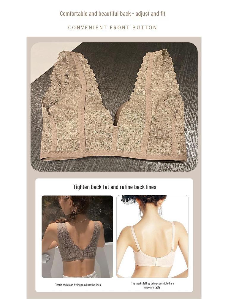Women's Push-Up Lace Backless Bra – Seamless, Wire-Free, Anti-Sagging, Side Support, Plus Size