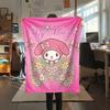 1PC My Melody Pink Print Flannel Blanket, High quality All Seasons, Home Decor, Warmth and Comfort, Perfect for Christmas Gifts