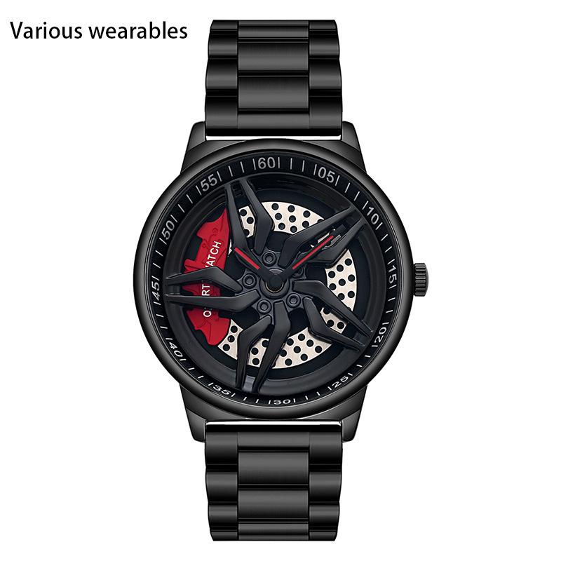 Ny Kul Hjulklokke  Fasjonabel Herreklokke for Forretningsmenn  Personlig Hul Skive  Kvarts Klokke med Stållenke