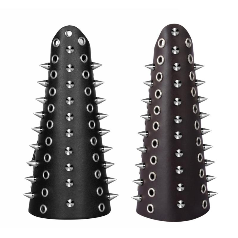 Exaggerate Rivet Wrist Guard Men Cosplay Vintage Knight Wristbands Adjustable Metal Hole Gauntlets Gothic Wrist Armors