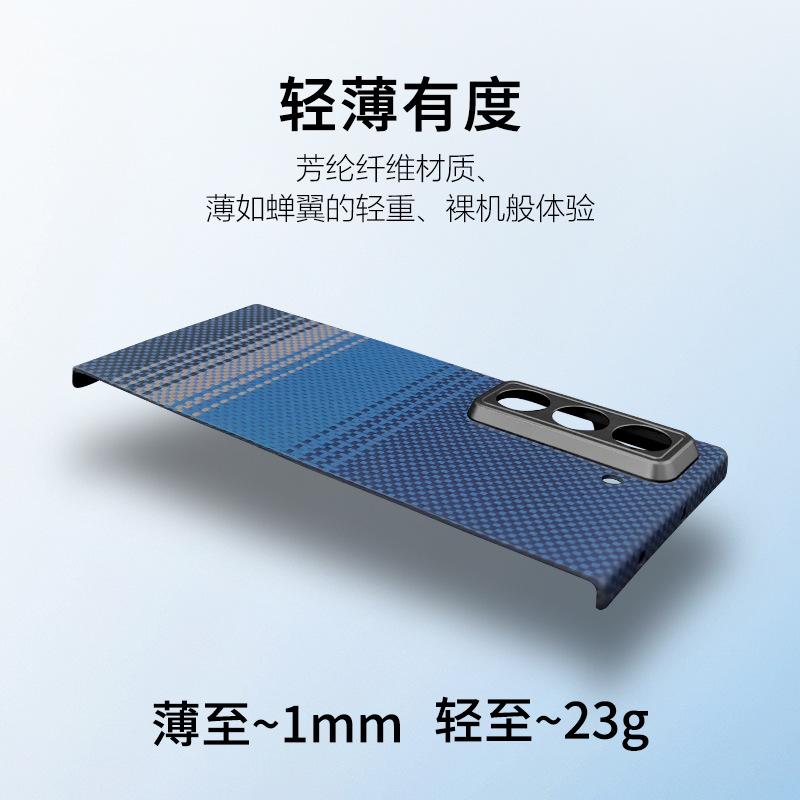 Applicable To Samsung W25 Real Kevlar Mobile Phone Case W25 High-end Business Aramid Fiber Anti-drop Magnetic Protective Cover