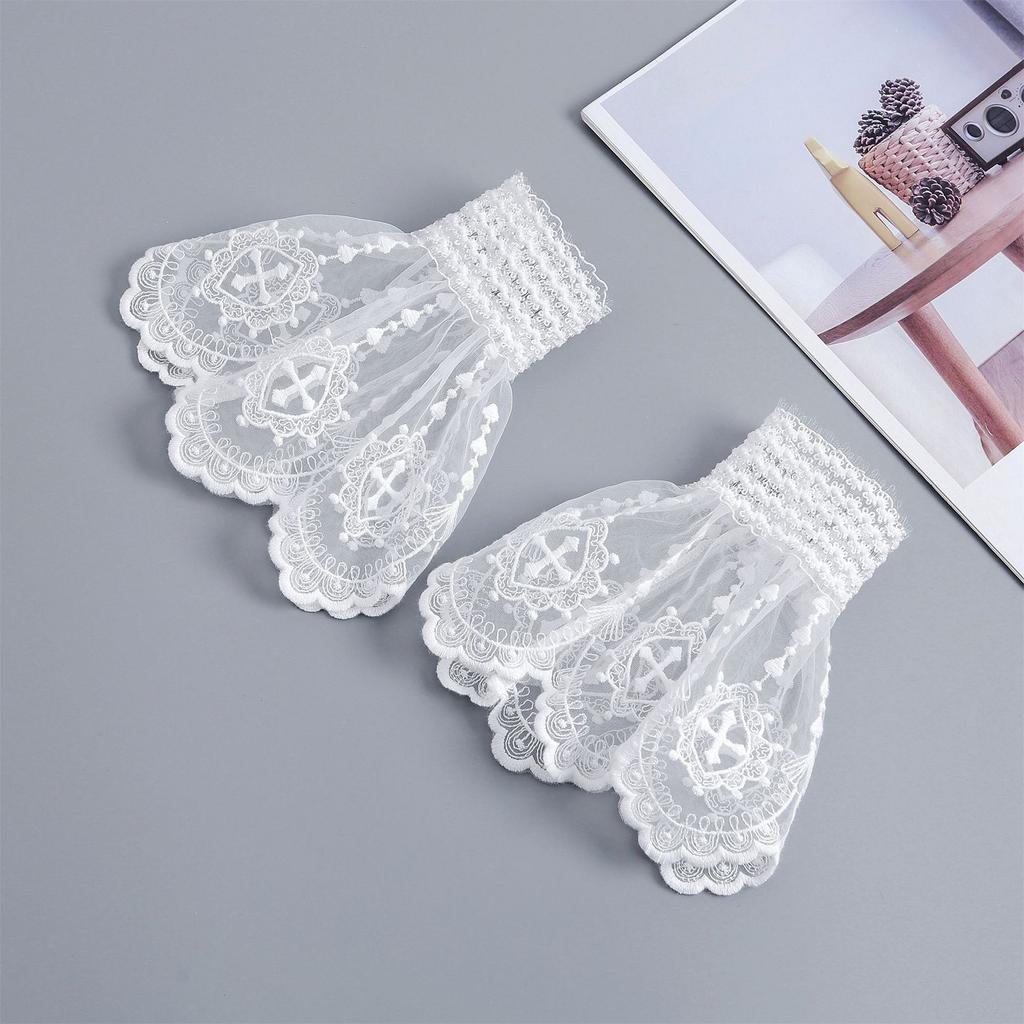 Elegant Lace Trim Wrist Sleeves Decorative Sleeves for Wedding Dress Wrist Accessory Arm Decors For Women Dress Upgrades