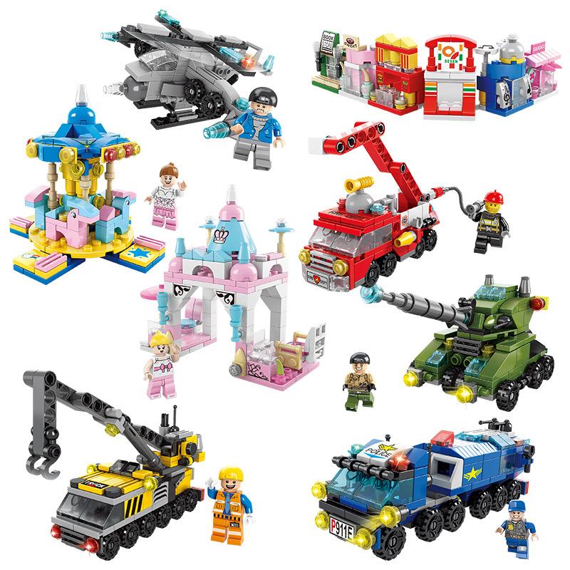 Granular Assembling Street View Building Block Children'S Educational Toys Diy Assembling Building Block Car Boys And Girls Military Building Block