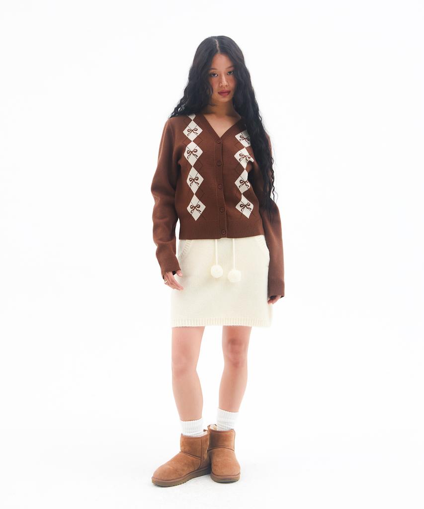 Ames Worldwide Knit Mini Skirt Cream