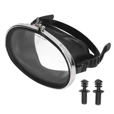 Diving Goggles Free Diving Goggles HD Tempered Glass PVC Oval Shape Anti Fog Single Lens Scuba Goggles for Fisherman Black