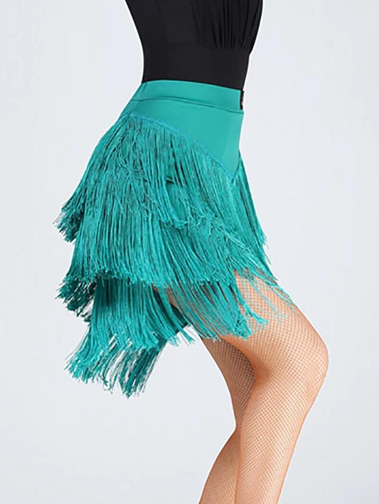 Spódnica do tańca latynoamerykańskiego dla kobiet, taniec towarzyski, rumba, samba, frędzle, strój do tańca, kobiecy strój treningowy, chacha, występ