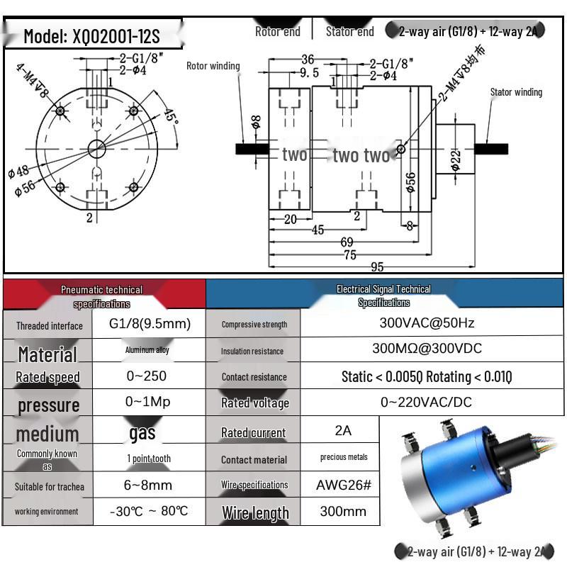 High-Speed 360° Pneumatic-Electric Slip Ring with Multi-Channel Gas-Liquid Integration