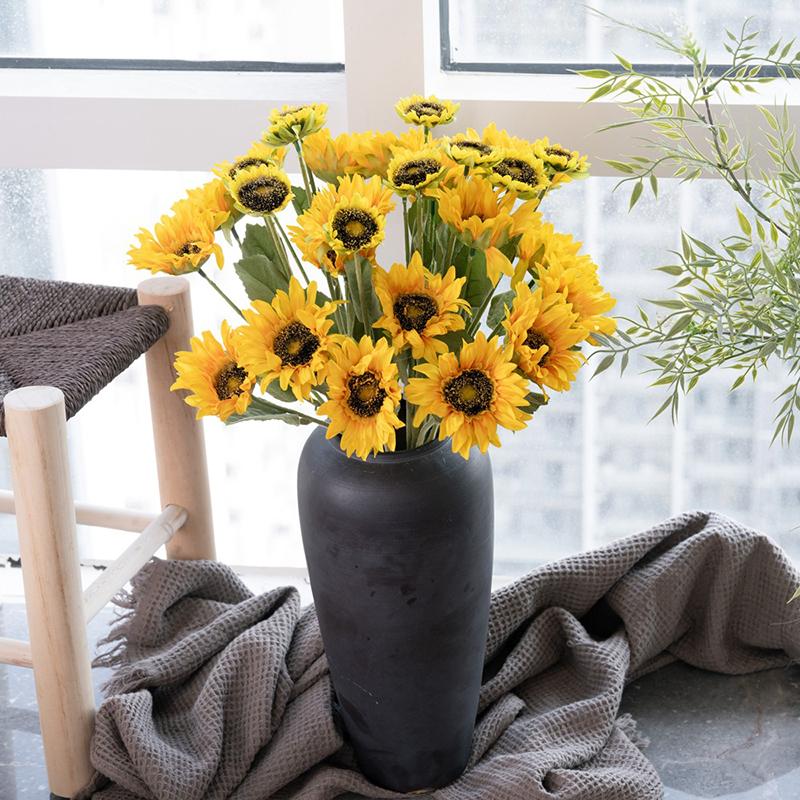 

Artificial Sunflower Bouquet Silk Sunflower Fake Flower Diy Wedding Bouquets Centerpieces Party Desktop Home Interior Decoration