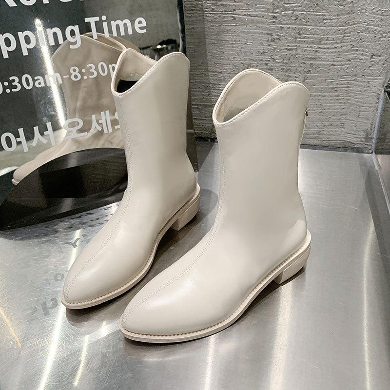 Pointed Martin Boots Women's New V-mouth Western Cowboy Spring and Autumn Single Boots Summer Thin Short Boots Women's Small