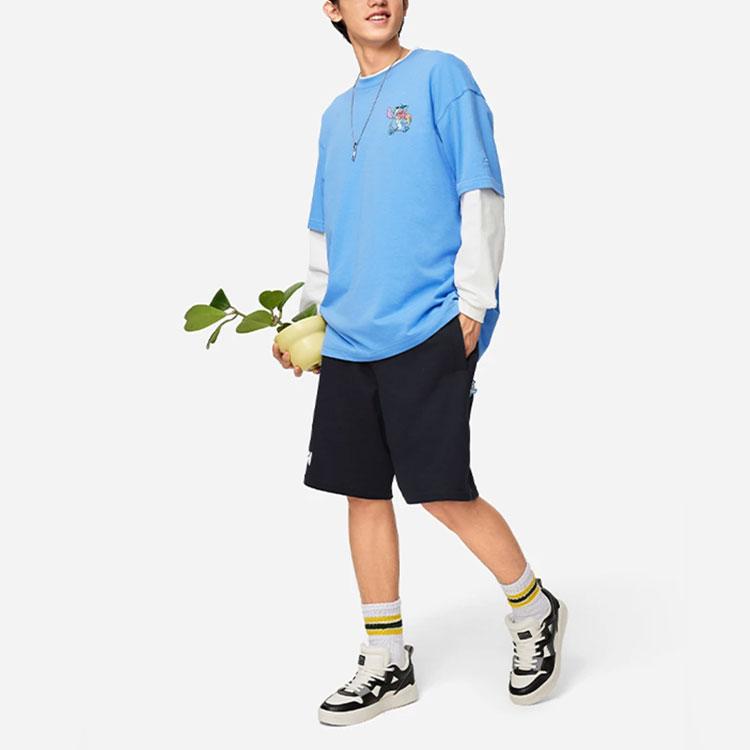 Li Ning X Disney Letter Mid Waist Comfortable Loose Straight Casual Shorts Men Shorts Black AKSU323-3