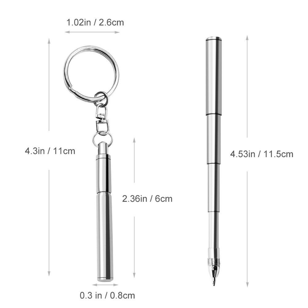 Durable Stainless Steel Telescopic Pen with Keychain Portable Mini Keychain Pen Tiny Tiny Key Ring Pen Gift
