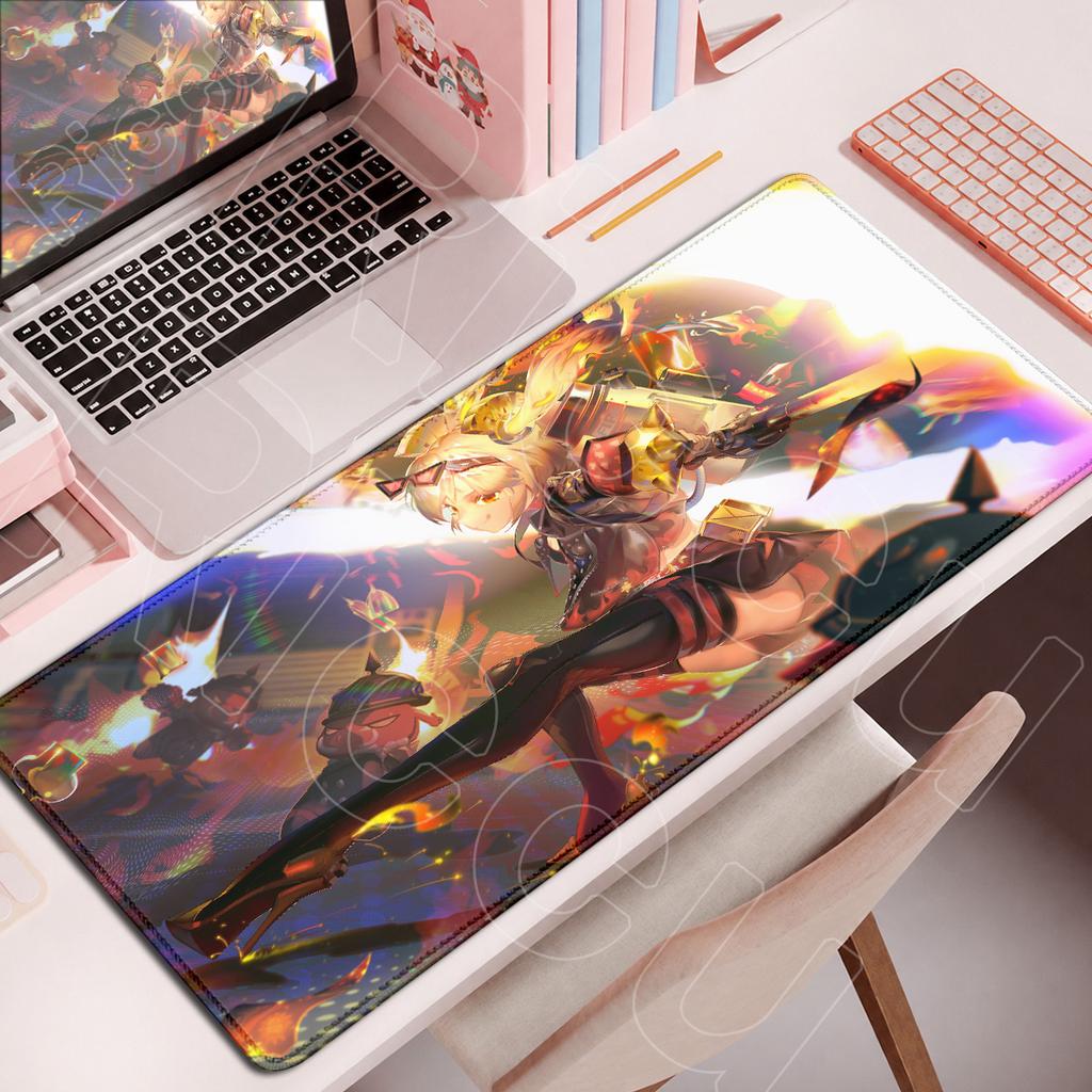 Kawaii Anime Mädchen Schreibtischteppich PC Gummi Zubehör Burnice Weiß Verriegelungskante Mauspads Heißes Spiel Zenless Zone Zero Tastaturmatte