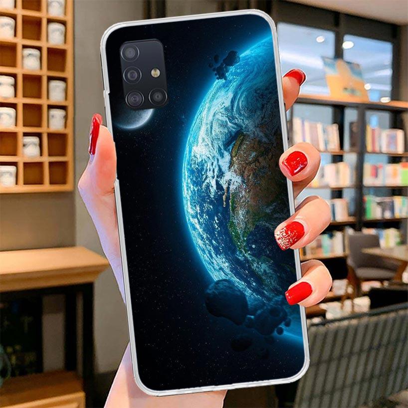 Erdsterne Weltraum Abdeckung Handyhülle Für Samsung Galaxy A12 A22 A32 A52 A72 A02S Handyhülle Note 20 Ultra 10 S10 Plus A51 A71 A50S
