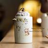 1pc  Ceramic Osmanthus Cat Tea Jar Portable Moisture-proof Sealed Jar Pollen Jar Facial Mask Powder Can Tea Ceremony Accessories
