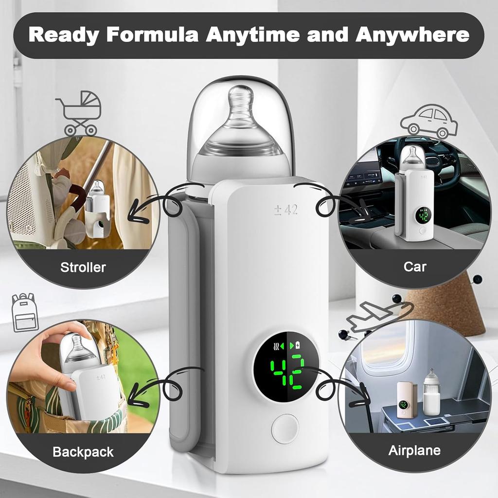 Fast Heating Baby Bottle Warmer,Travel-Easy,18W Fast Charging,6-Speed Temperature Control,Locked-in Nutrition,360 Degree Wrap Even Warming,Ensuring