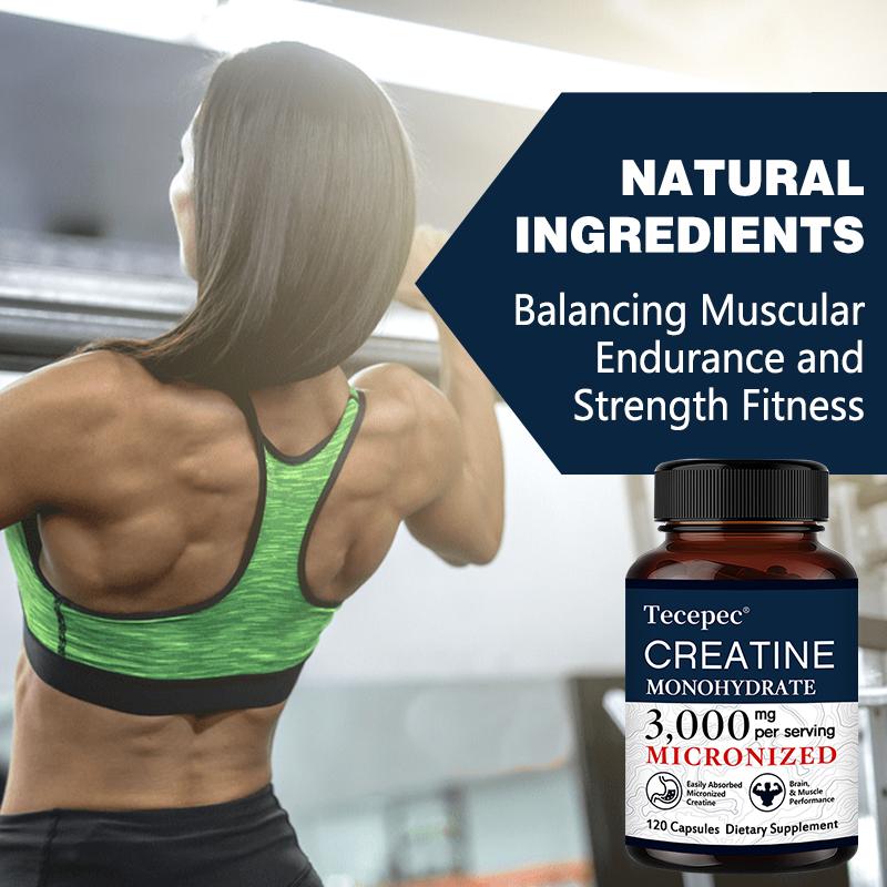 Creatine Monohydrate Dietary Supplement, 3000 Mg Per Serving, 120 Capsules Per Bottle