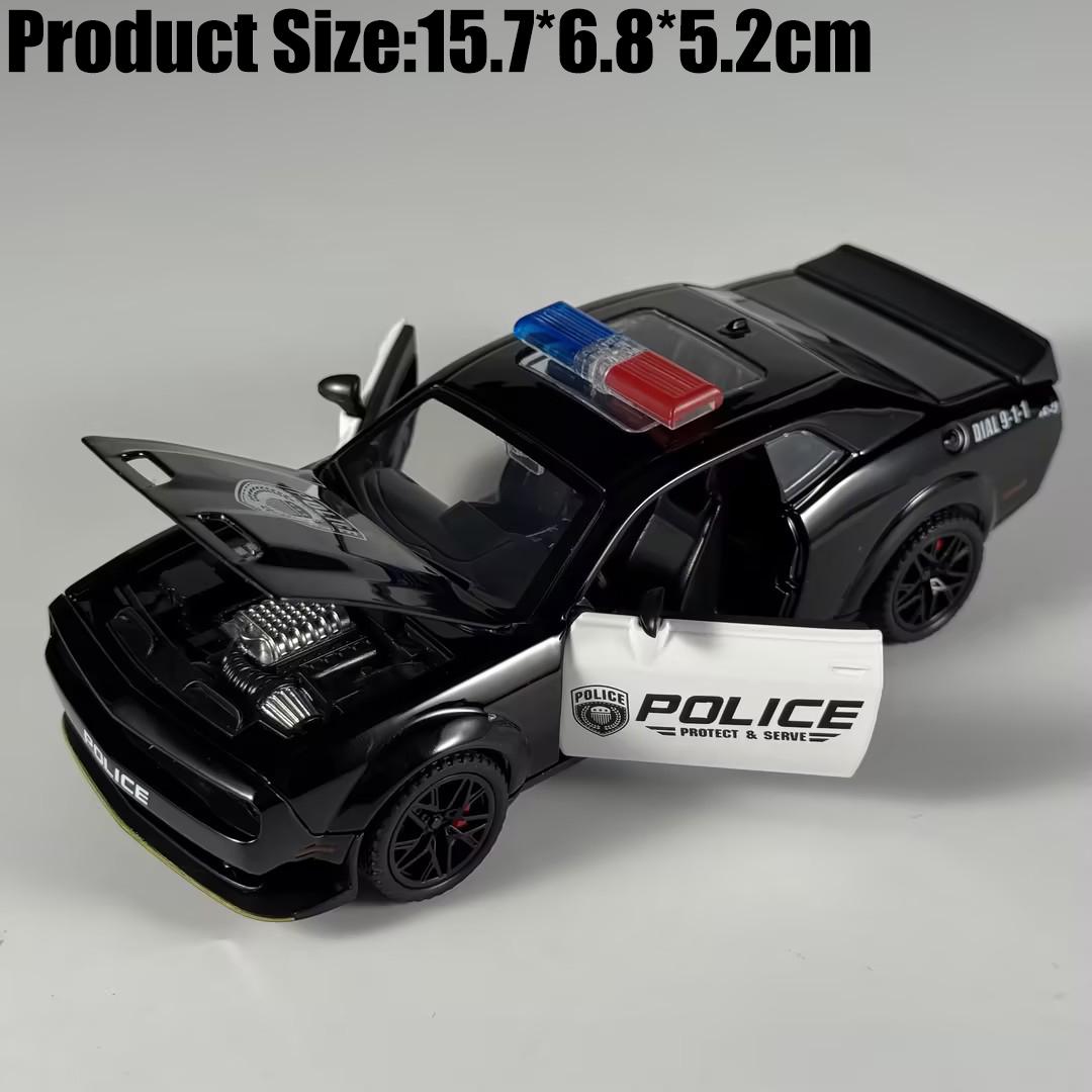 CVT3  1:32 Police Dodge Challenger SRT Hellcat Supercar Alloy Metal Diecast Model Car Home Decoration Collect Desktop Display Ornament