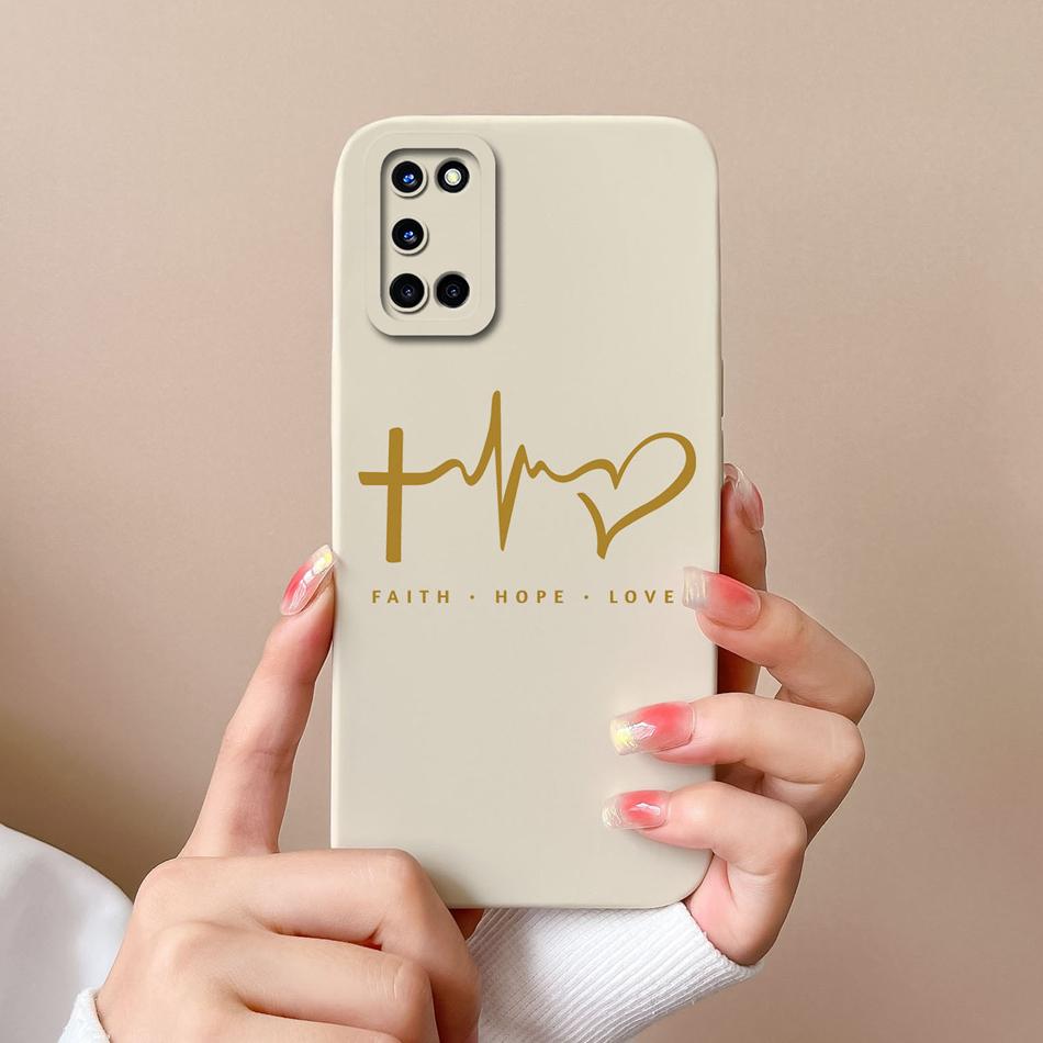 For Oppo A52 A72 A92 Case Butterfly Heart Simple Back Cover Soft Liquid Silicone Funda Camera Protection Anti Drop Phone Housing