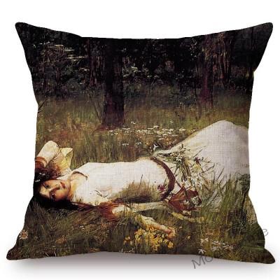 Aestheticism Master John Waterhouse Ancient Greek Myths Goddess Oil Painting Sofa Pillow Case Young Girls Linen Cushion Cover