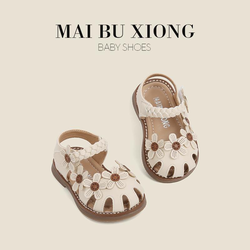 

MAIBUXIONG Korean Baby Girls Shoes Infant Toddler Toddler Shoes Summer Girls Woven Flower Sandals Little Kids Shoes