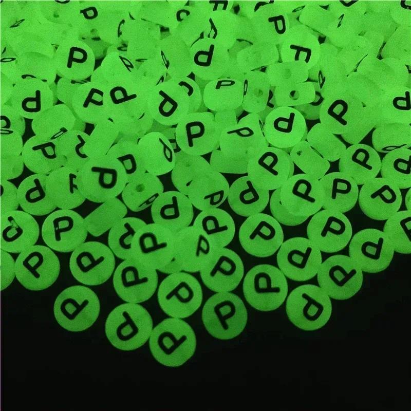 100-500PCS Acrylic Luminous A-Z 26Letter Beads Loose Spacer Alphabet Beads For Jewelry Making DIY Charms Bracelet Necklace