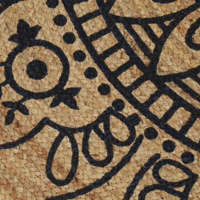 VidaXL Tapis fait à la main Jute avec imprimé bleu foncé 120 cm
