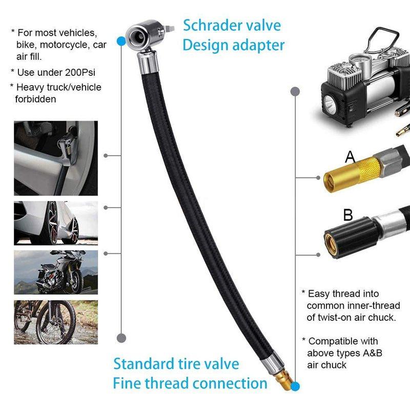 Car Quick Air Pump Extension Tube Connection Hose Tire Quick Air Pump Chuck Air Tube Set Pump Accessories