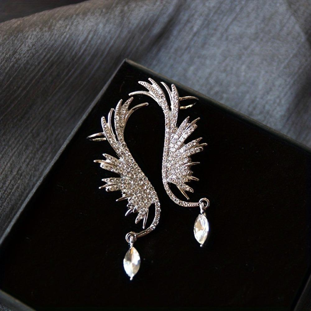 Angel Wing Pendant Earrings For Lady High End Crystal Water Drop Earrings Party Wedding Banquet Jewelry Gifts