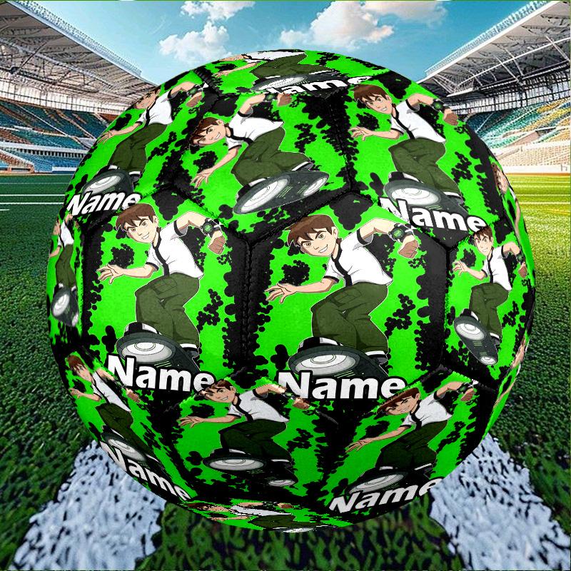 Custom Name Personalized Ben 10 Cartoon Print Size 5 Soccer Ball Training & Match Football, for Team, Kicking, Gift for Football