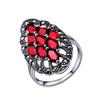 Elegante Anello Retro in Argento Thailandese con Granato Nero e Zirconi