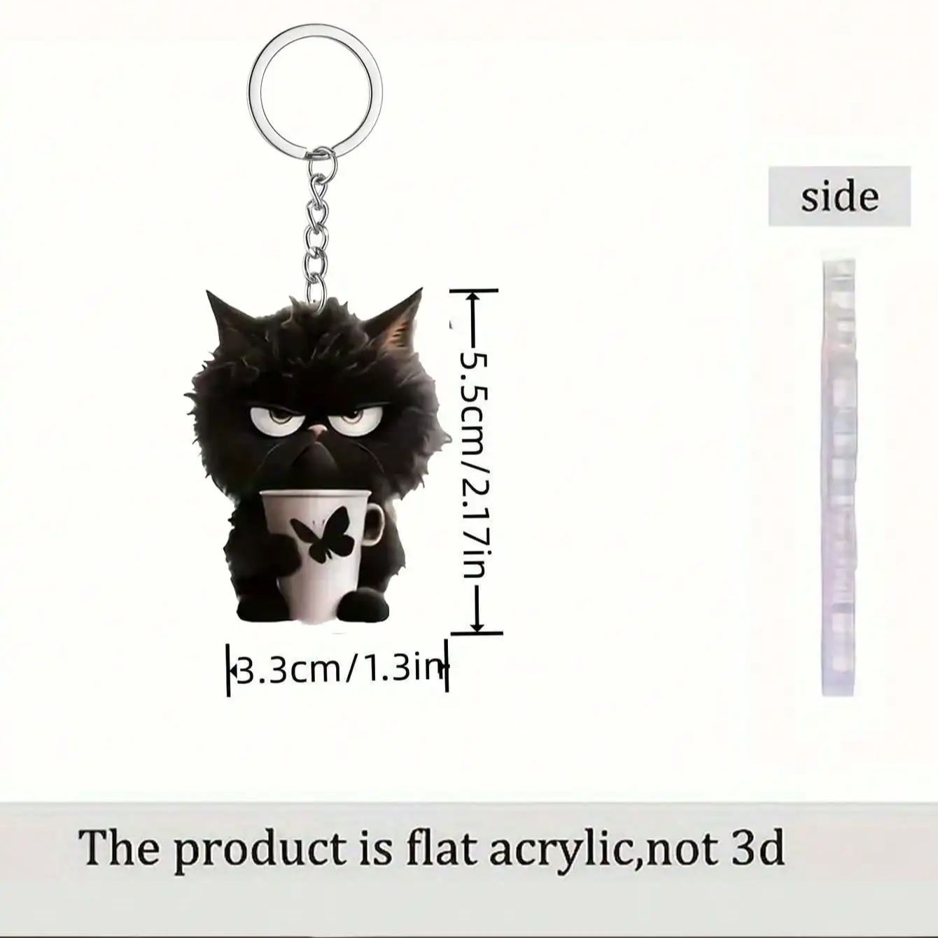 

Charming Black Cup Cat Acrylic Keychain - Cute Cartoon Design DIY Perfect Gift for Women, Ideal for Mother s Day and Birthday