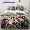 Name Custom Demon Slayer Pattern Bedding Set Quilt Cover Pillowcase Home Decor Gift (1 * duvet cover + 2 * pillowcase, without core)