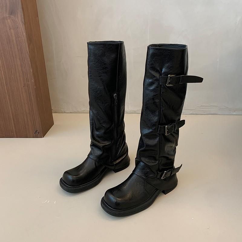 

Wasteland wind boots women s 2025 new summer and autumn thick heel thick sole retro brown boots knight pile boots 35