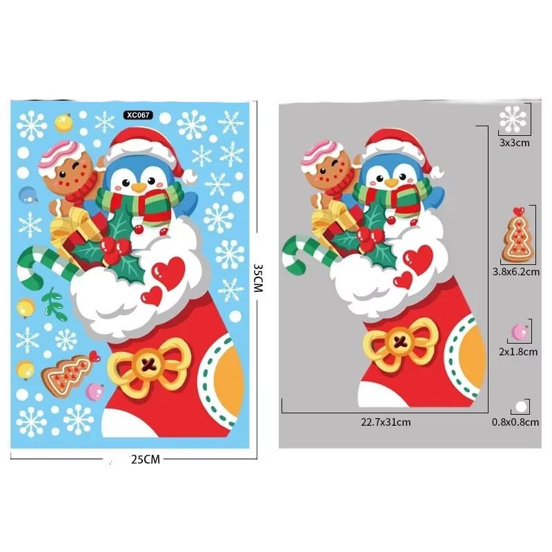 Christmas Window Stickers Santa Claus Snowflake DIY Wall Decal 2025 Christmas Decorations For Home New Year Ornaments Gift
