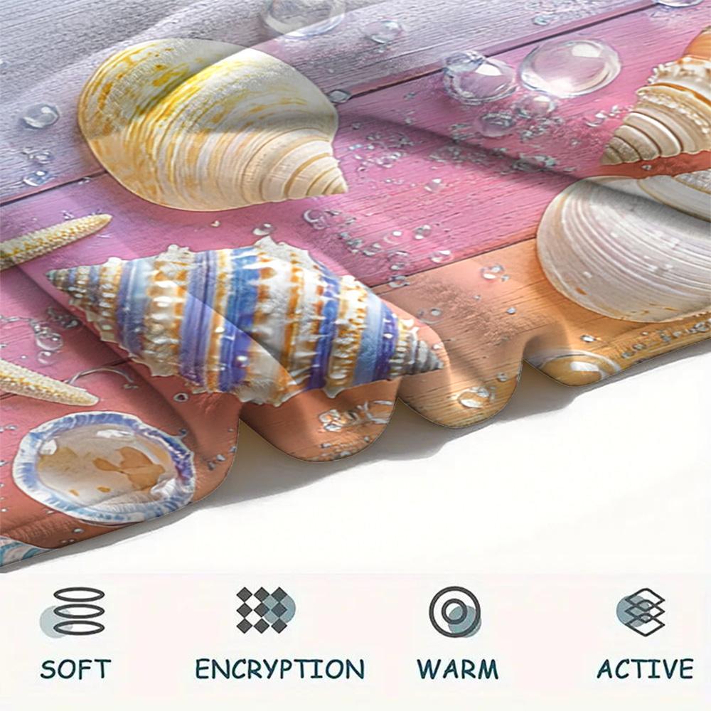 Starfish Shell Print Flannel Blanket, High quality Comfortable for All Seasons, Home Decor, Warmth and Comfort, Perfect for Christmas Gifts