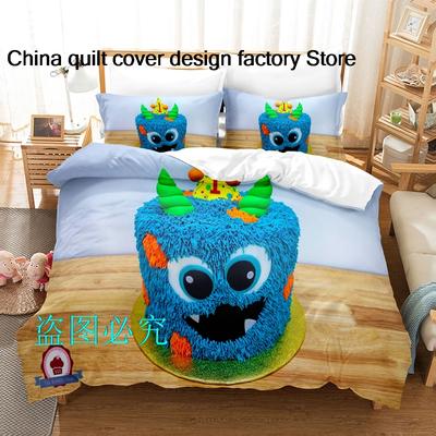 Monster Cake Bedding Set Single Twin Full Queen King Size Bed Set Aldult Kid Bedroom Duvetcover Set 3D Print Blue Hair Monster