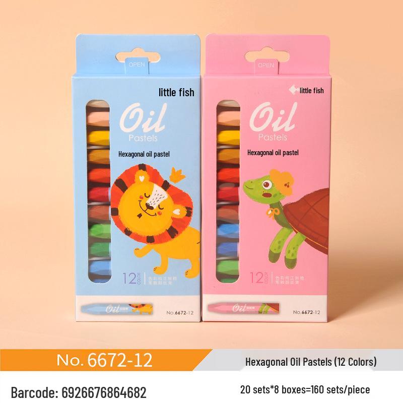 

Little Fish Oil Pastel Crayons for Kids - Silky Painting & Coloring Sticks, Colored Pencils, Brushes for Kindergarten Use