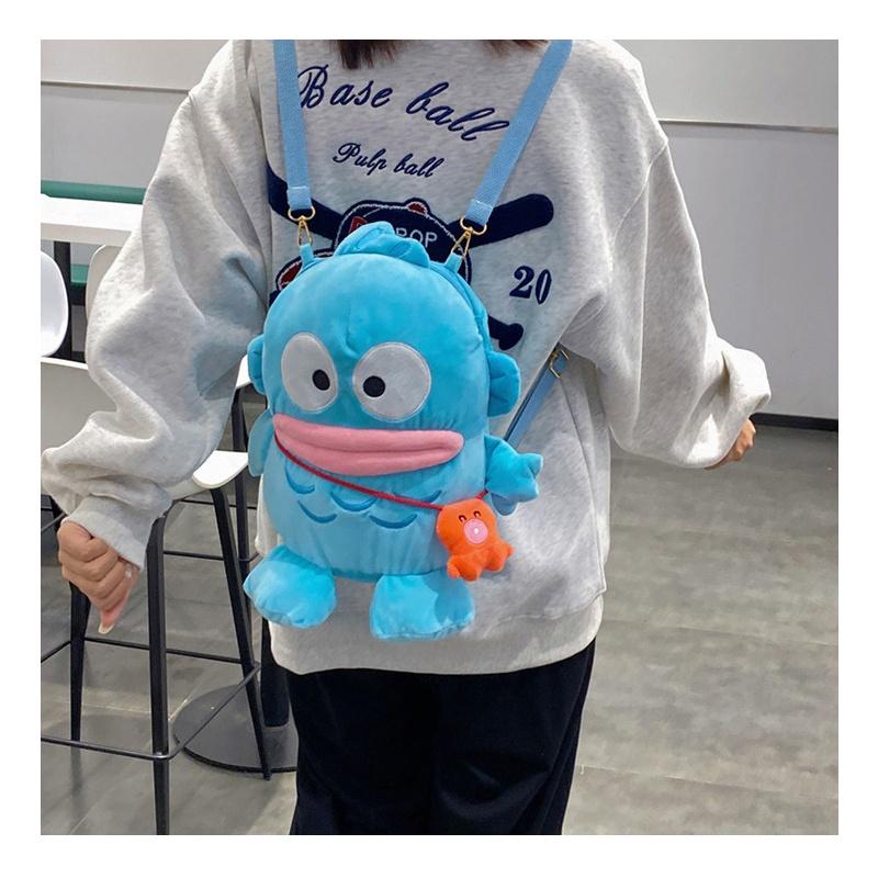 Sweet And Adorable Blue Cartoon Japanese Mermaid Monster Plush Doll Backpack