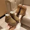 Muffin thick-soled heightening velvet bread shoes 2025 winter ugly big-headed snow boots Birkenstock cotton shoes women's