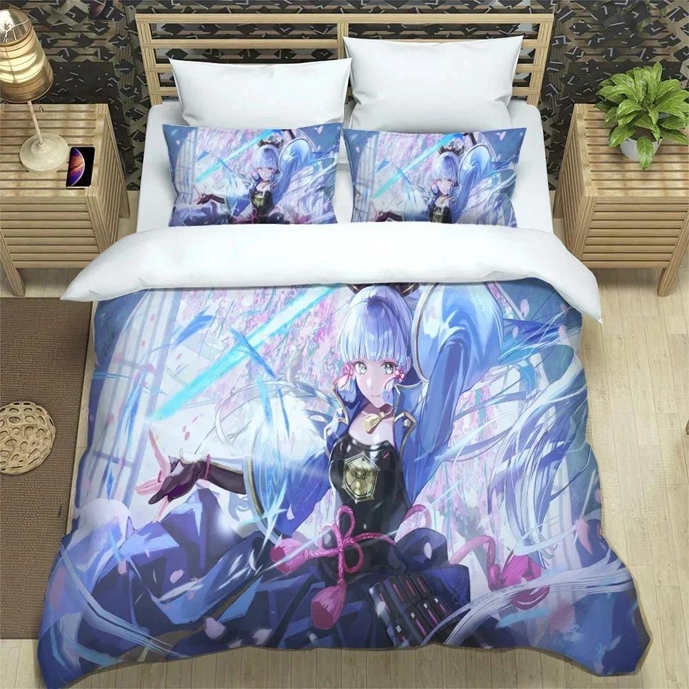 3D Anime Genshin Impact Bedding Set,Duvet Cover Comforter Bed Set Quilt Cover Pillowcase,King Queen Twin Size Boys Girls Adults