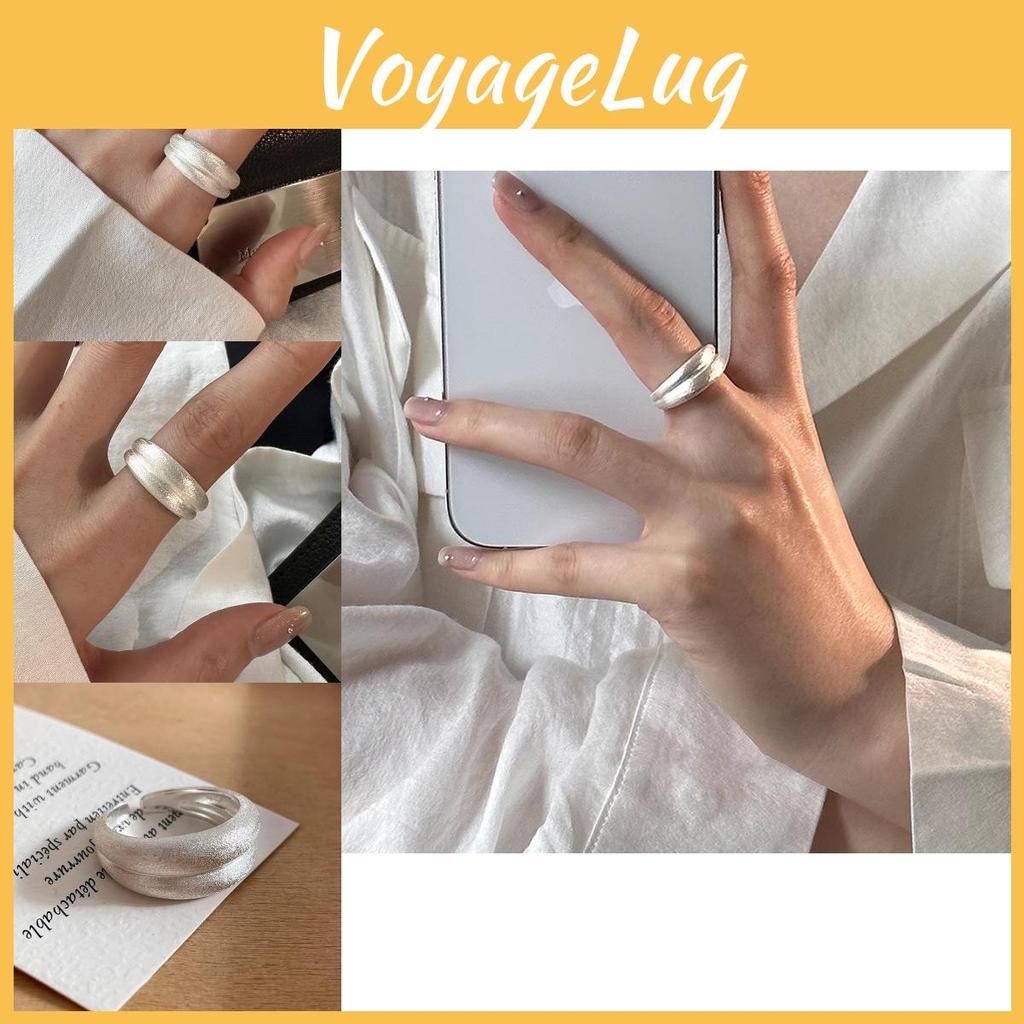 Chic Minimalist Double Layer Matte Copper Ring Stylish Adjustable Fashion Ring