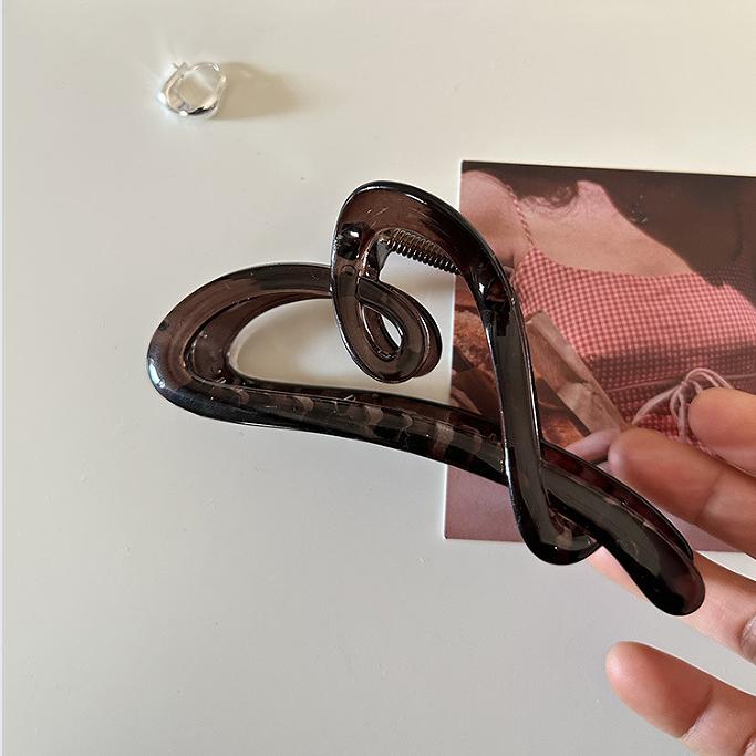 Hohles Herz Haarklammer für dickes Haar Krabbenklemme Mädchen Lockig Transparent Kaffee Haarspangen Klemmen Frauen Koreanische Pferdeschwanz-Accessoires